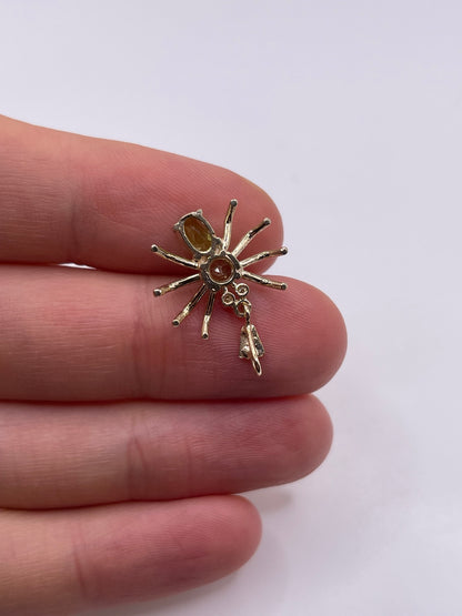 9ct gold peridot and diamond spider pendant