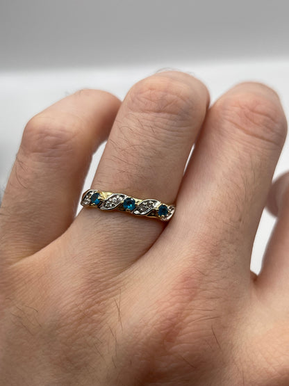 9ct gold blue apatite and zircon ring