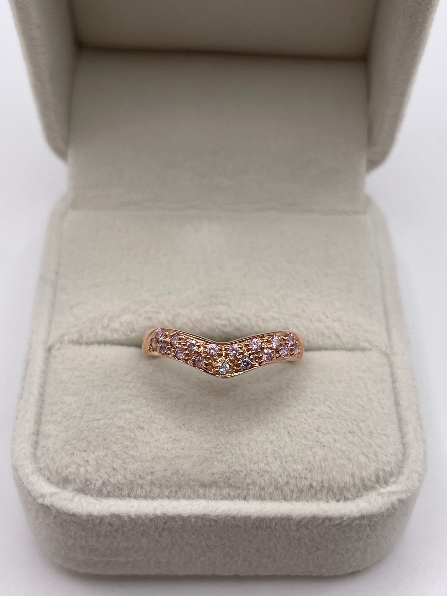 14ct rose gold pink topaz and diamond ring