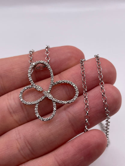 9ct white gold diamond necklace