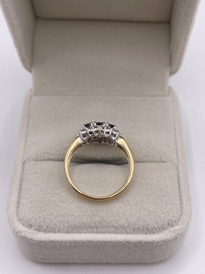 9ct gold sapphire and diamond ring