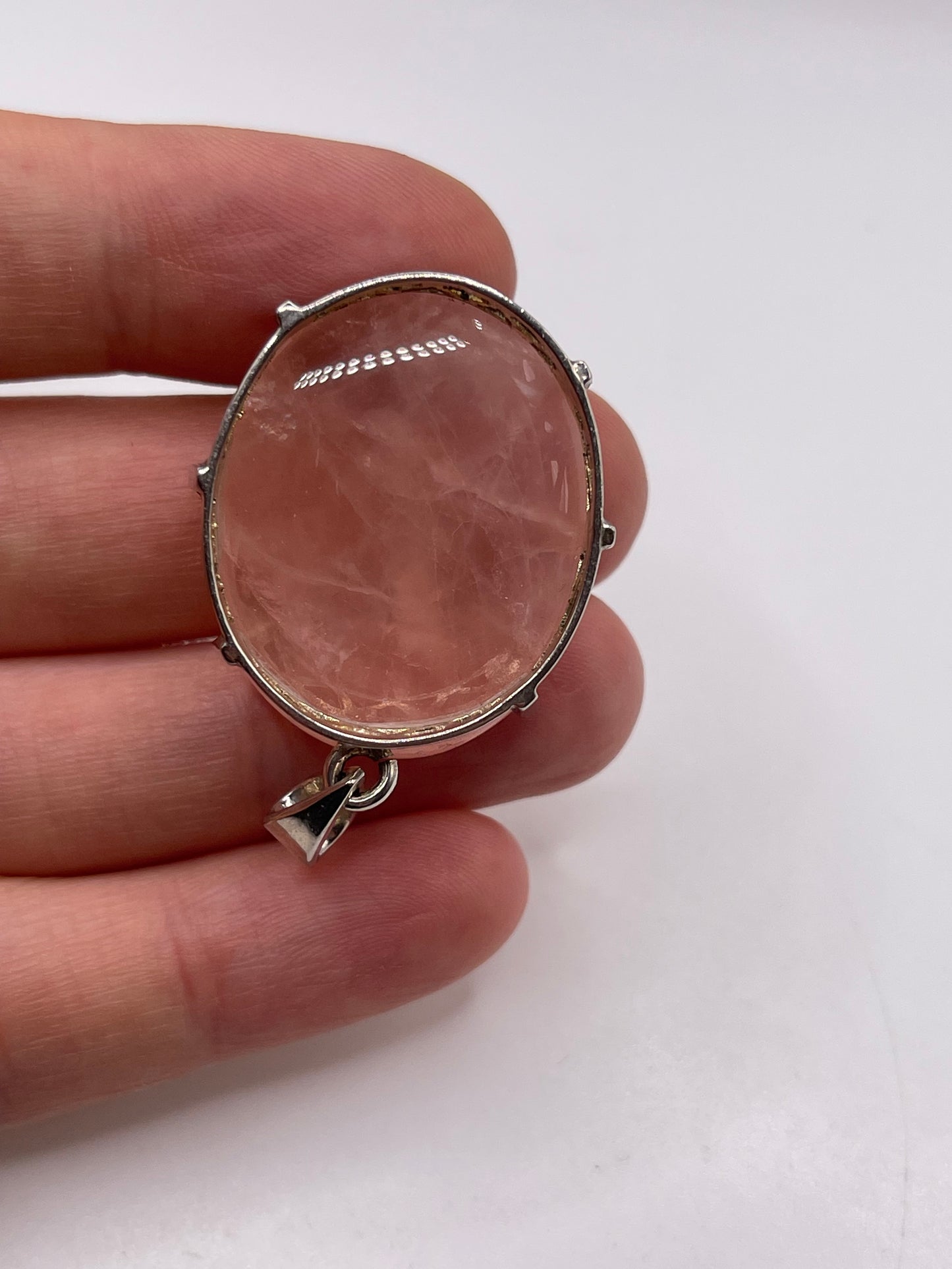 Silver rose quartz pendant