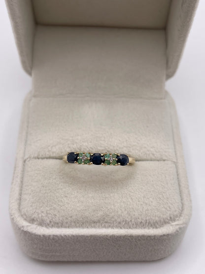 9ct gold sapphire, emerald and diamond ring