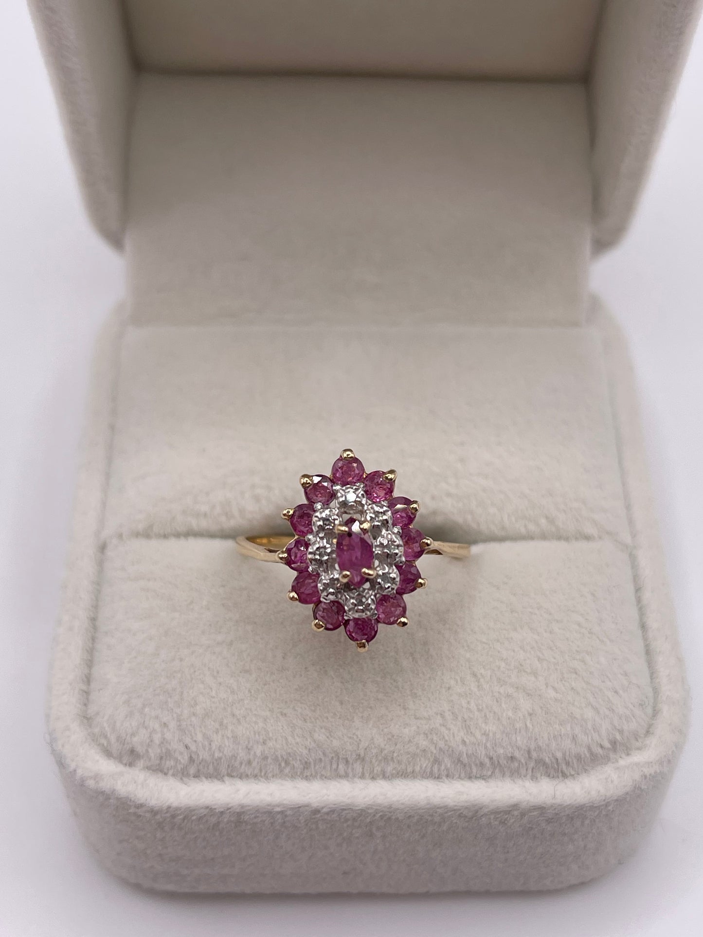 9ct gold ruby and diamond ring