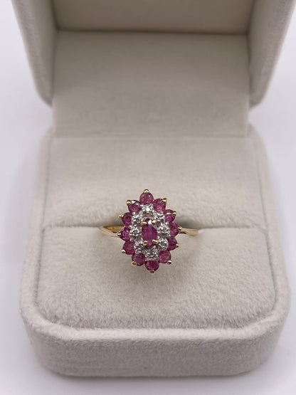9ct gold ruby and diamond ring