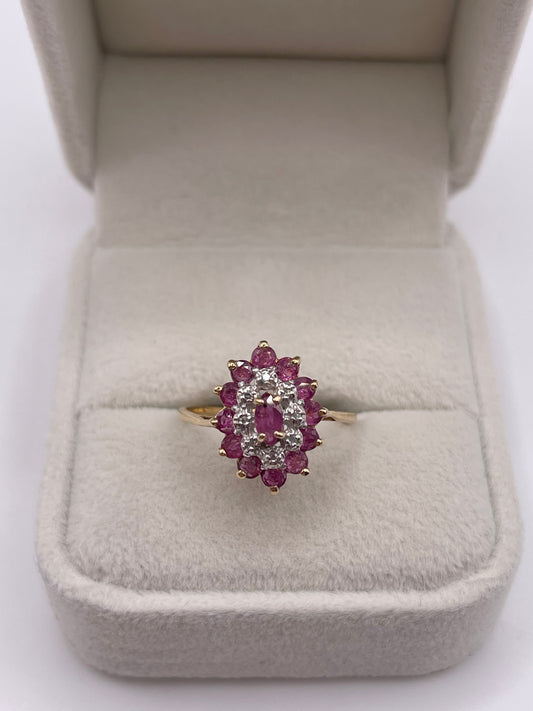9ct gold ruby and diamond ring