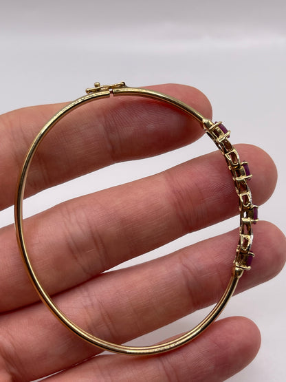 9ct gold ruby and diamond bangle