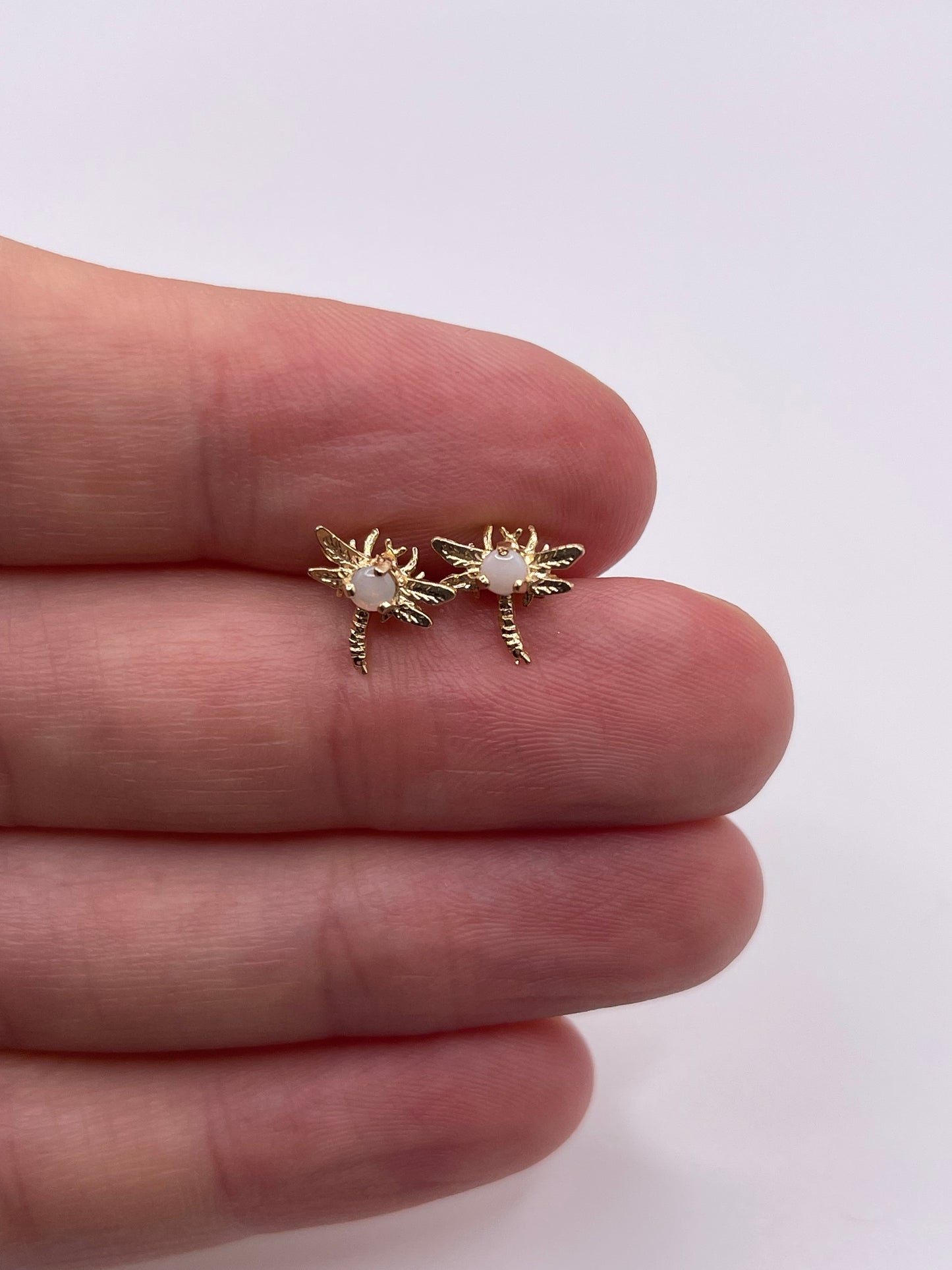 9ct gold opal dragonfly earrings