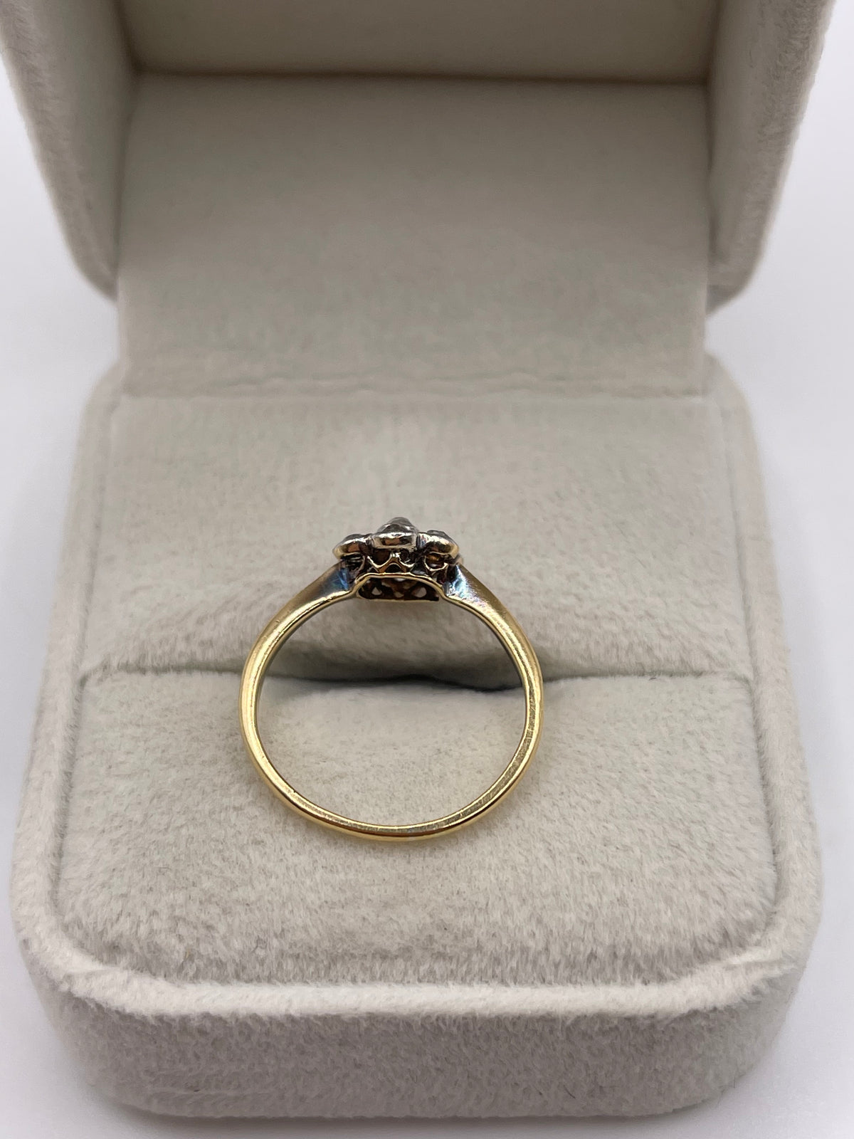 18ct gold platinum old cut diamond cluster ring