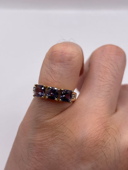 9ct gold iolite and diamond ring