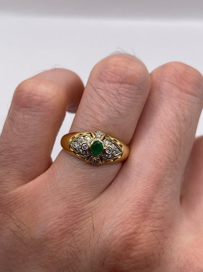 18ct gold emerald and diamond ring
