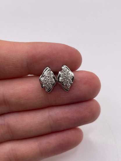 9ct white gold diamond cluster earrings
