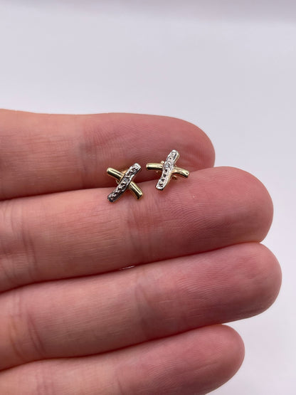9ct gold diamond earrings