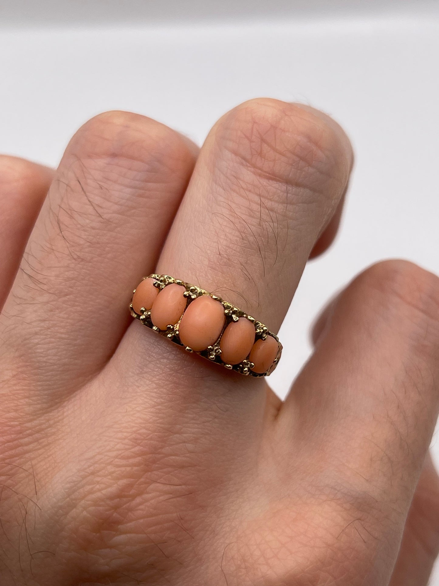 9ct gold coral ring