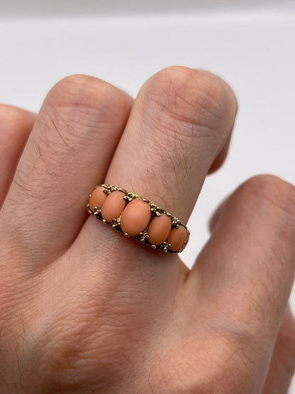 9ct gold coral ring