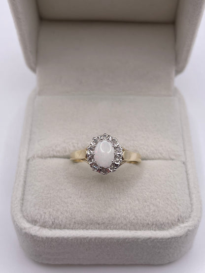 9ct gold opal and diamond ring