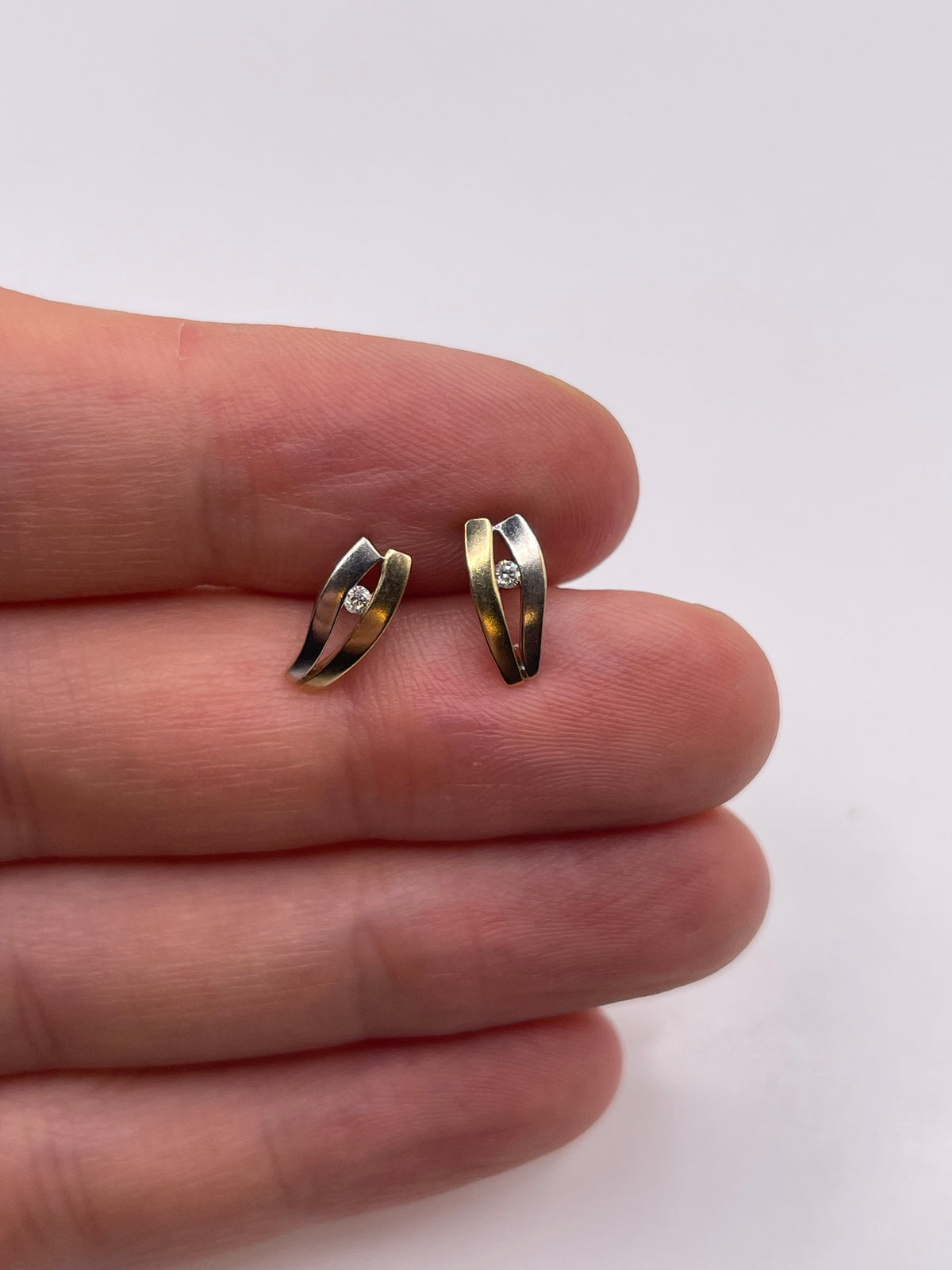 9ct two tone gold diamond earrings
