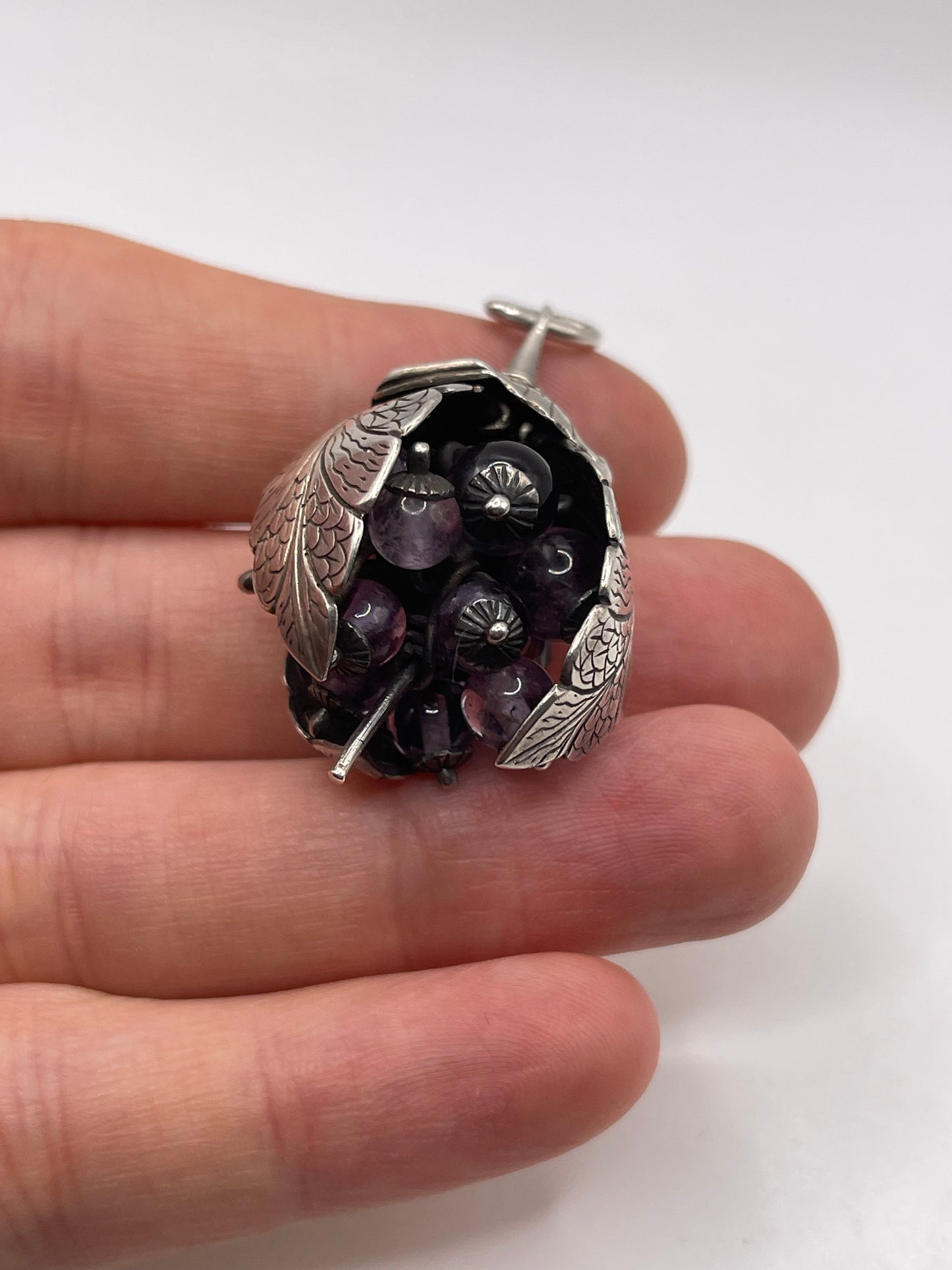 Heavy silver amethyst pendant