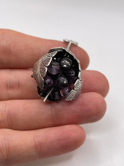 Heavy silver amethyst pendant