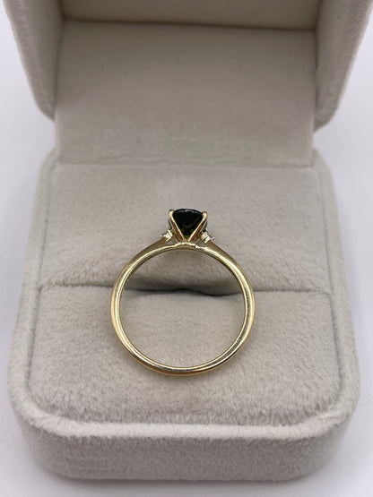 9ct gold tourmaline and diamond ring