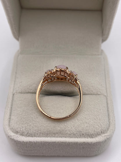 9ct gold pink opal and diamond ring