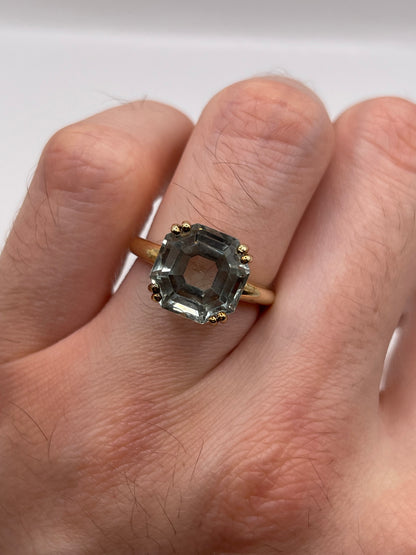 9ct gold green amethyst ring