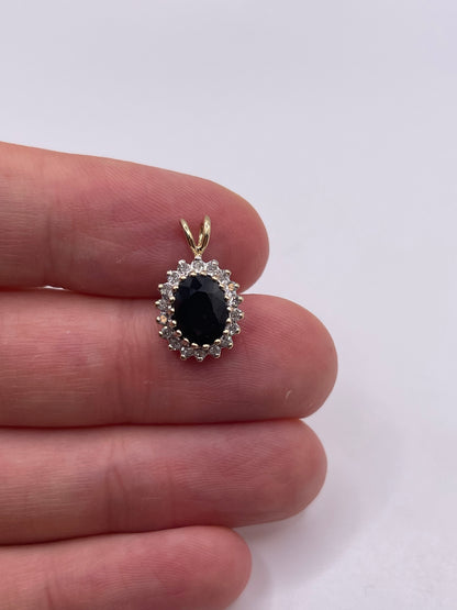 9ct gold sapphire and diamond pendant