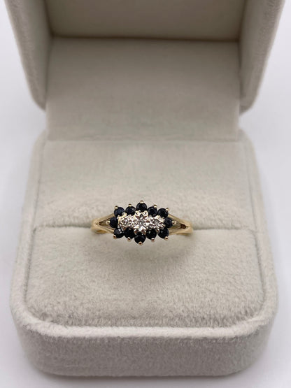 9ct gold sapphire and diamond ring