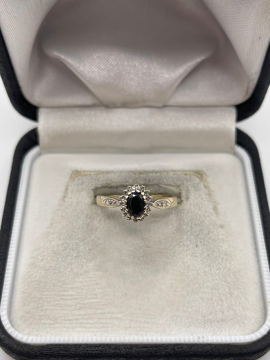 9ct gold sapphire and diamond ring
