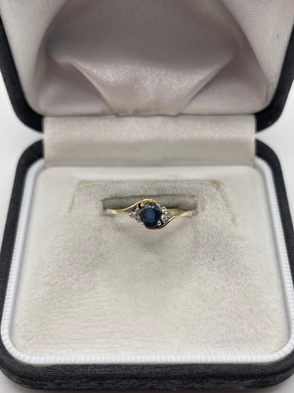 9ct gold sapphire and diamond ring