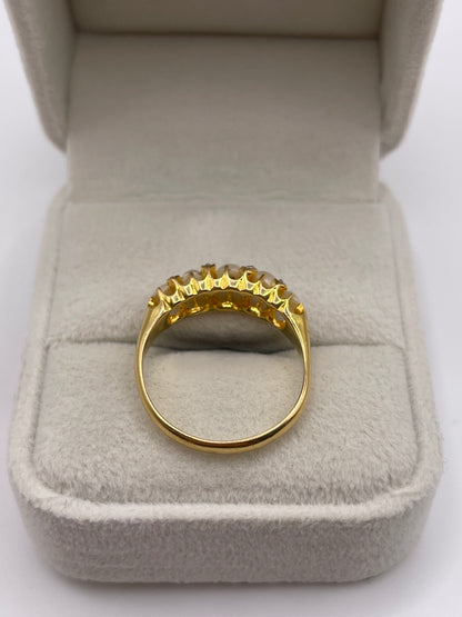 Antique 18ct gold pearl and diamond ring