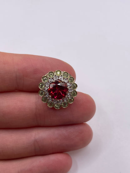 9ct gold topaz, quartz and diamonx pendant