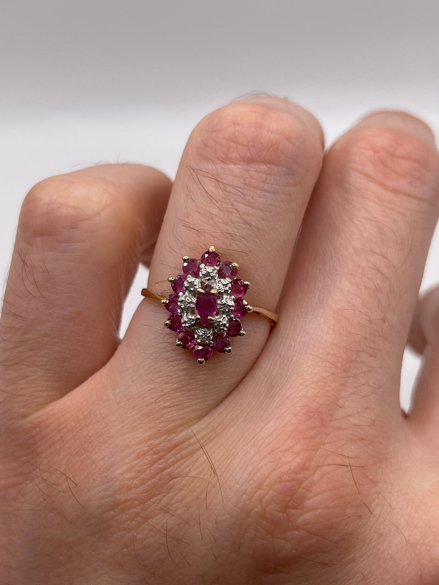 9ct gold ruby and diamond ring