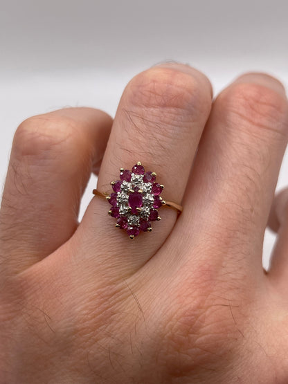 9ct gold ruby and diamond ring
