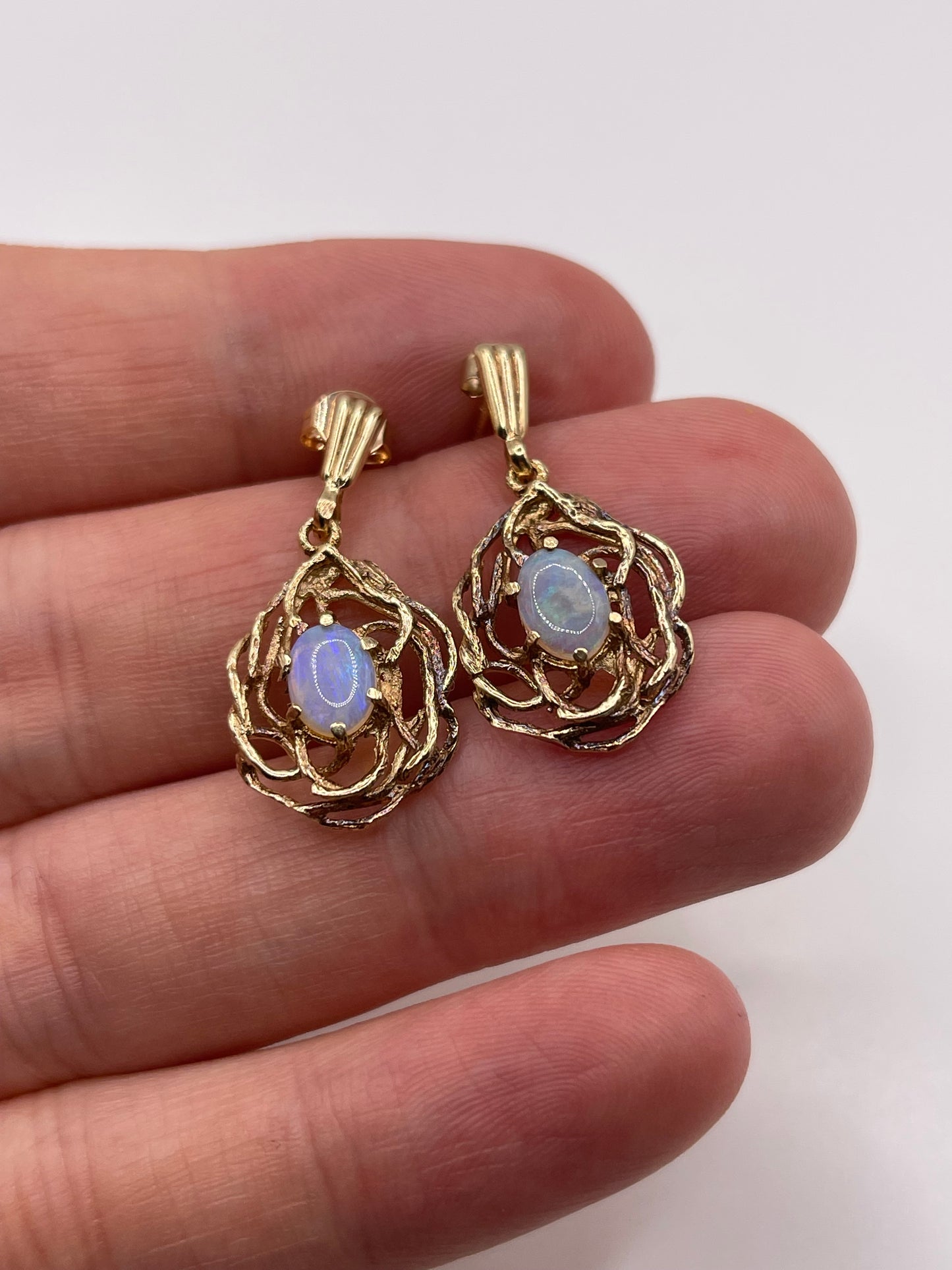 9ct gold opal earrings