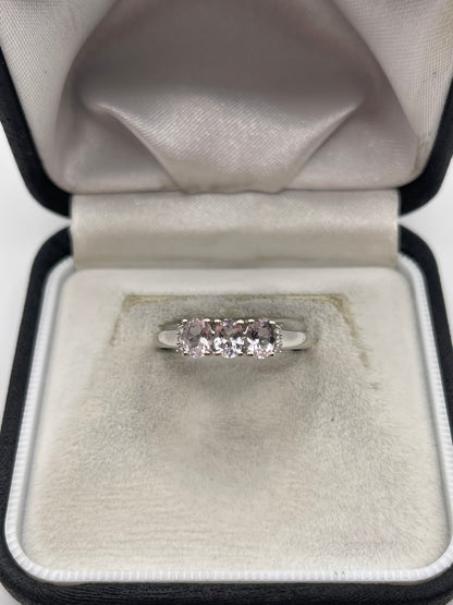 9ct white gold morganite and diamond ring