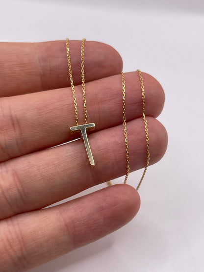9ct gold initial T necklace