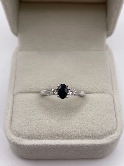 9ct white gold sapphire and diamond ring