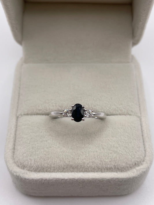 9ct white gold sapphire and diamond ring