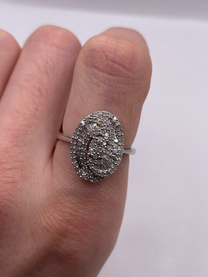 9ct white gold diamond cluster ring
