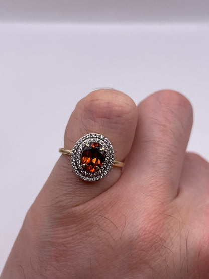 9ct gold tourmaline and zircon ring