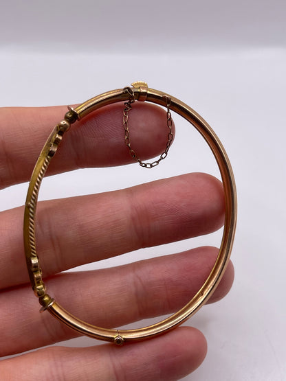 Antique 9ct rose gold diamond bangle