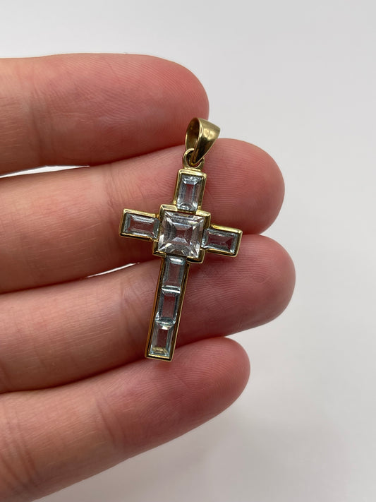 9ct gold topaz cross pendant