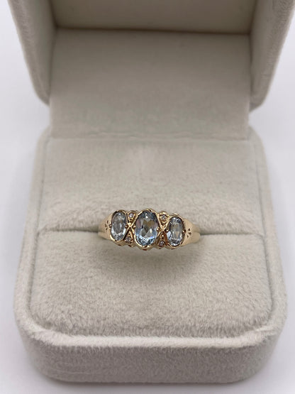 9ct gold topaz and diamond ring