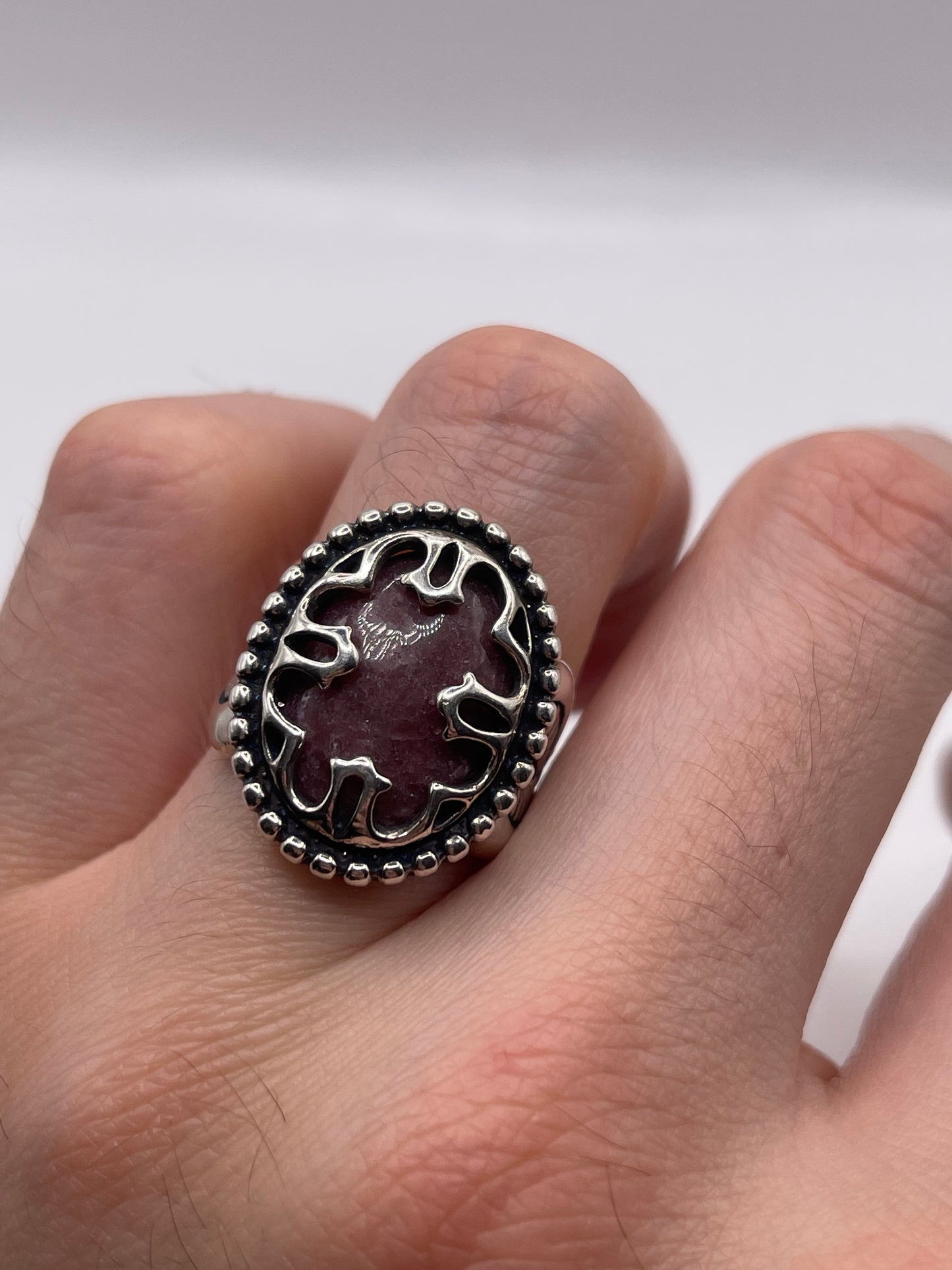 Silver gemstone ring