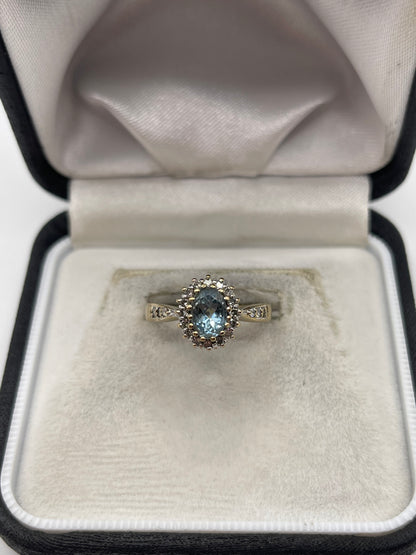 9ct gold topaz and diamond ring