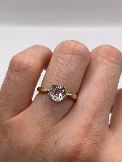 9ct gold kunzite and diamond ring