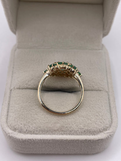9ct gold emerald cluster ring