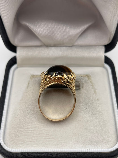 9ct gold tigers eye signet ring