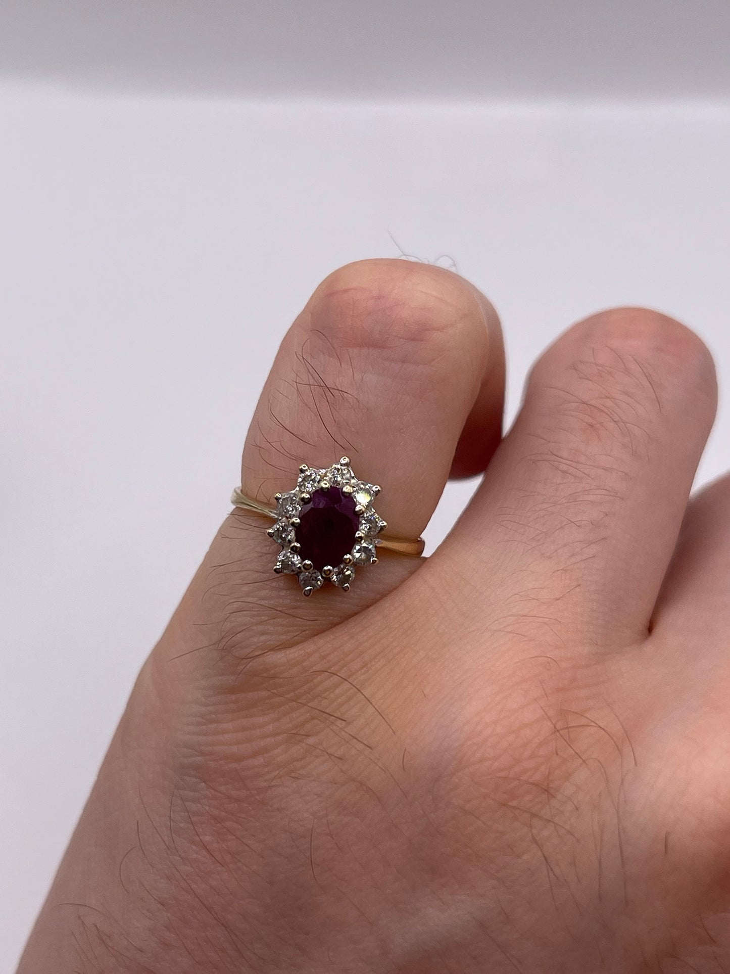 9ct gold ruby and diamond ring